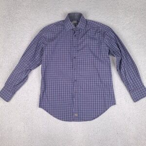 Thomas Dean Shirt Mens Medium Gray Plaid Long Sleeve Button‎ Down